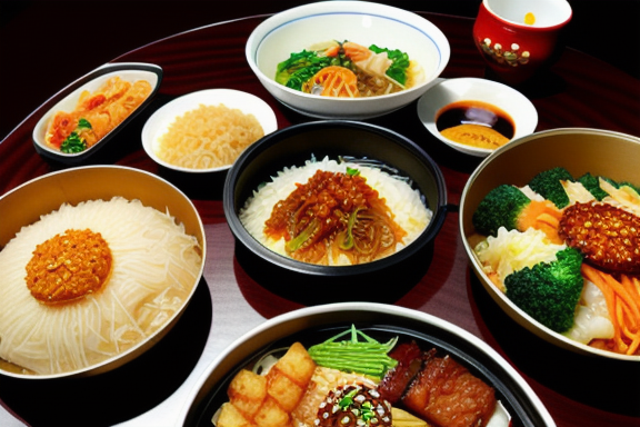 A traditional Korean meal with various side dishes